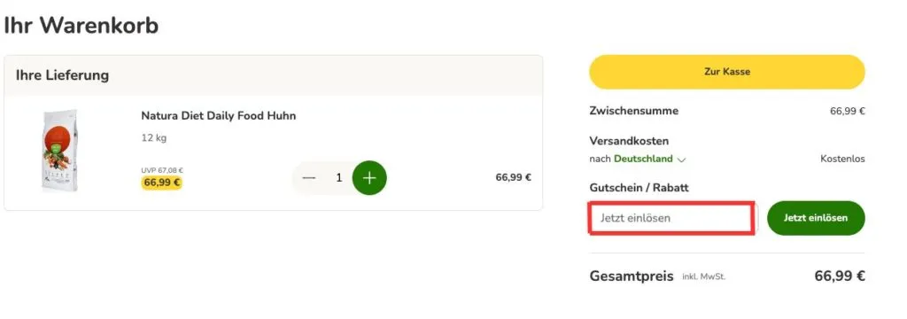 Zooplus Gutschein einlösen