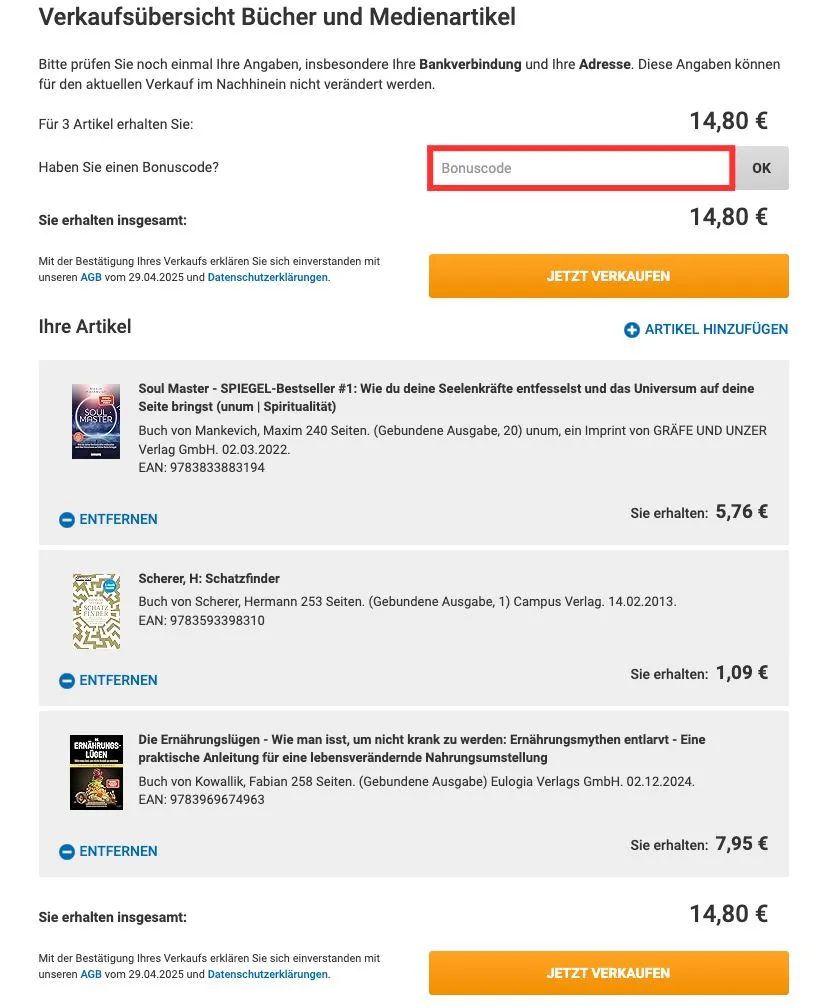 Momox Bonuscode einlösen