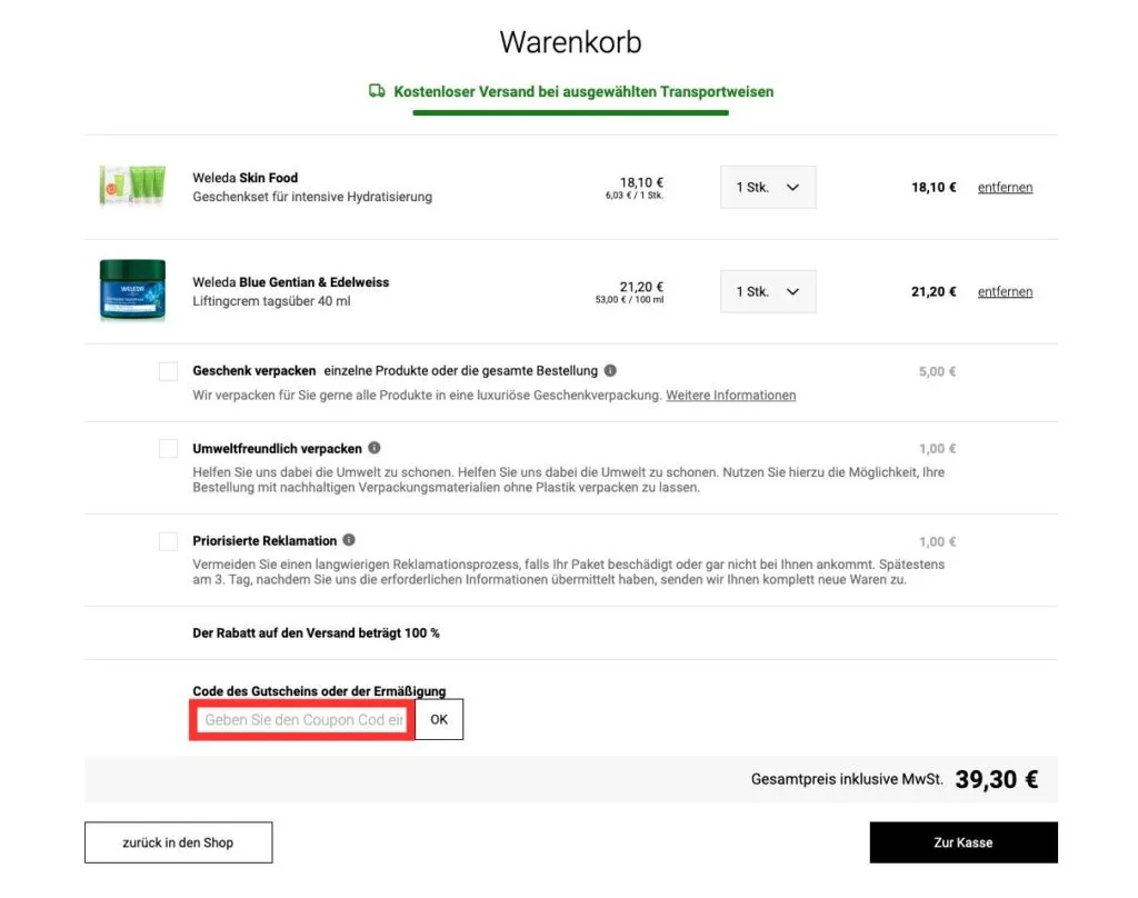 Notino Gutscheincode einlösen