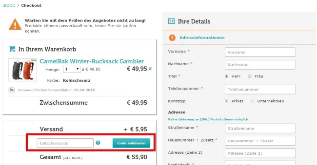 iBood Gutschein einlösen