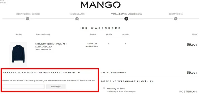 MANGO Gutschein einlösen