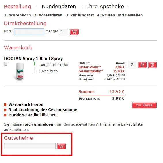 Apotal Gutscheine einlösen