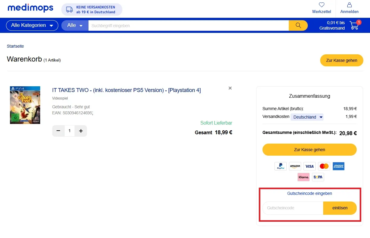 Gutscheincode medimops