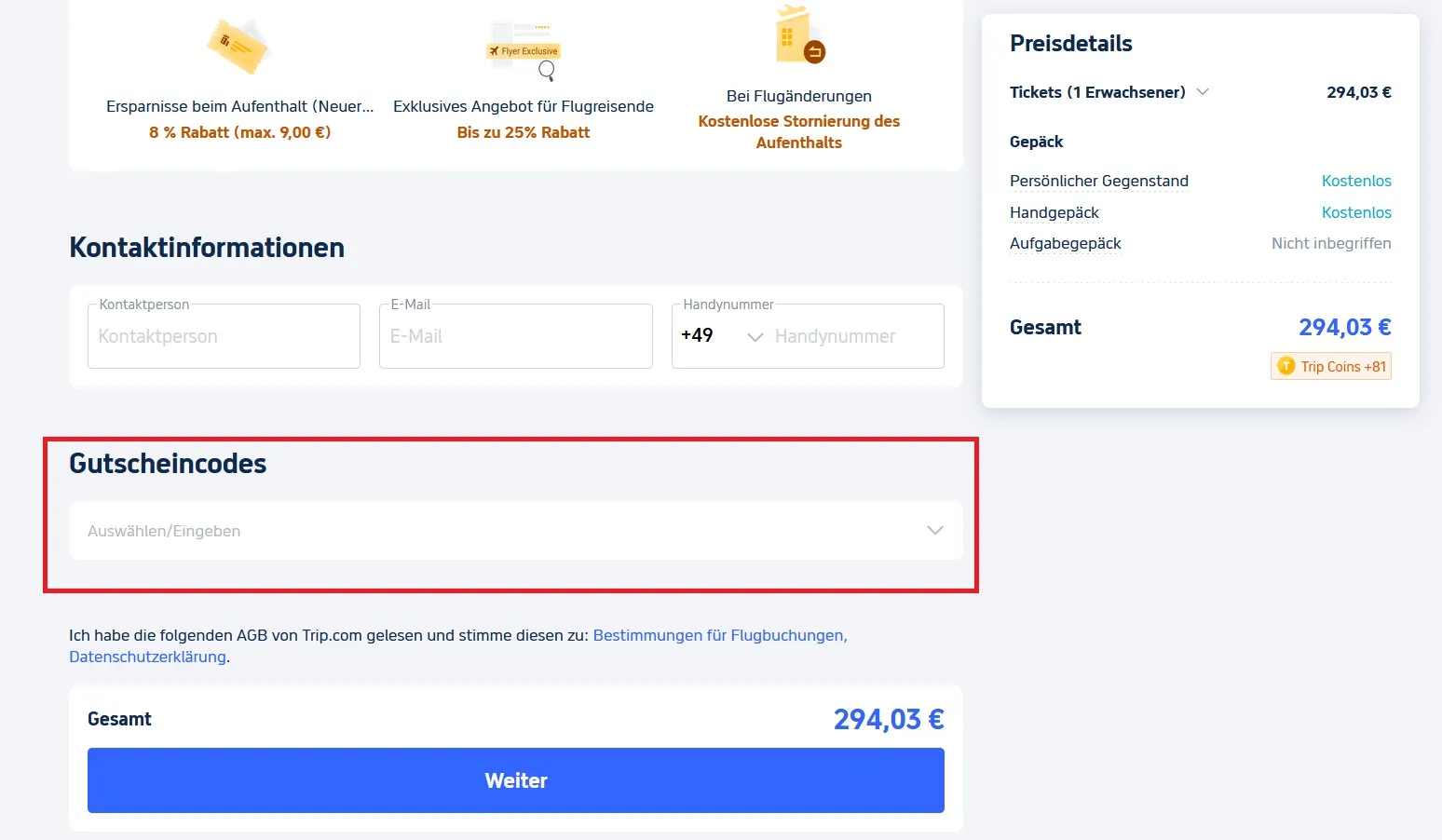 Gutscheincode Trip.com