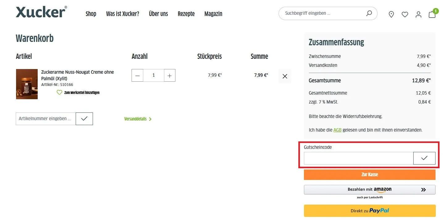 Xucker Gutscheincode einloesen
