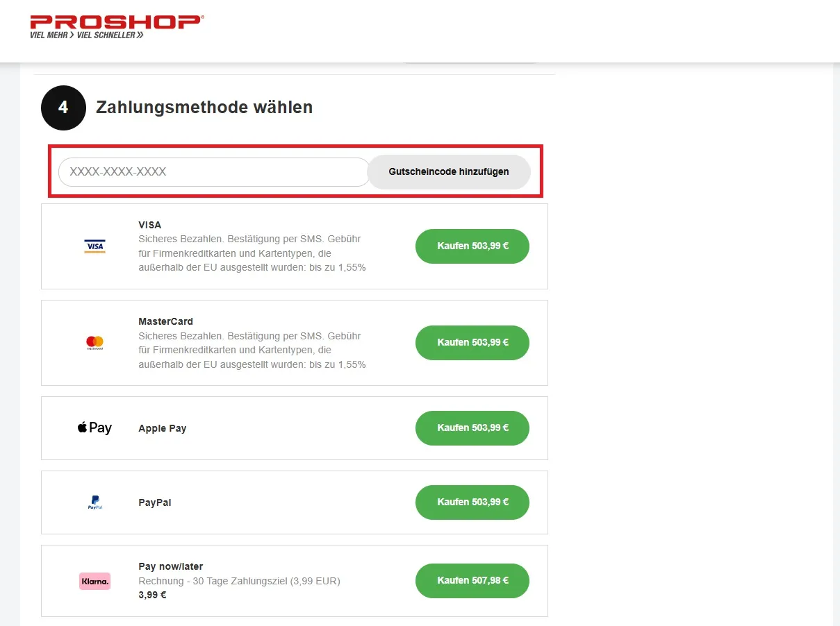 Gutscheincode Proshop