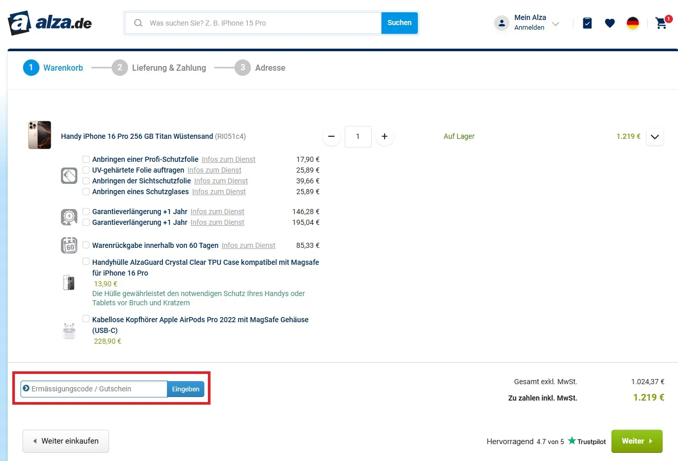 Ermässigungscode Alza