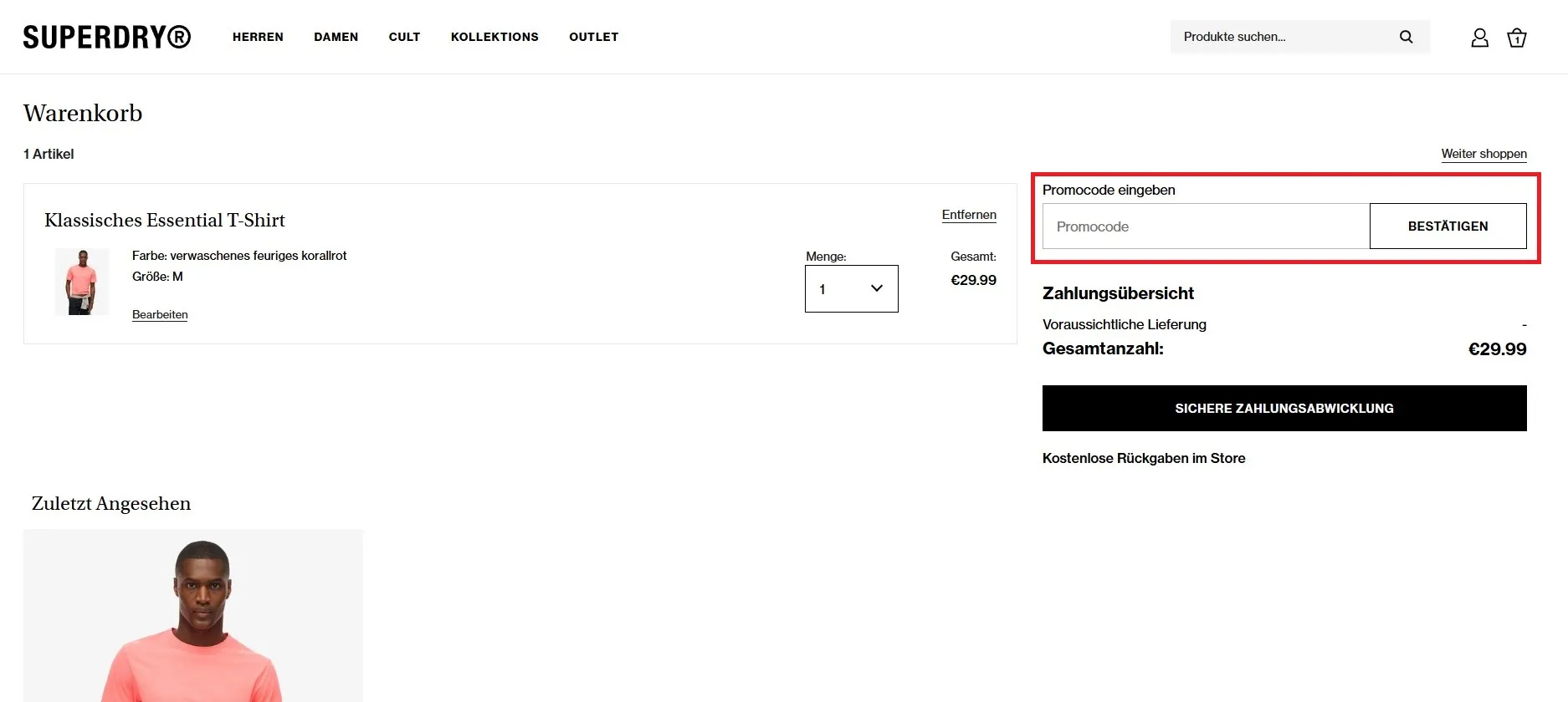 Superdry Promocode einloesen