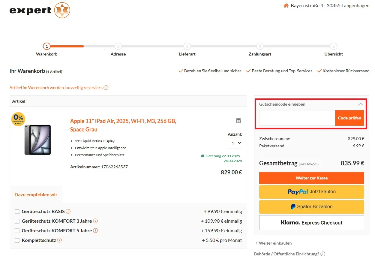 Gutscheincode Expert