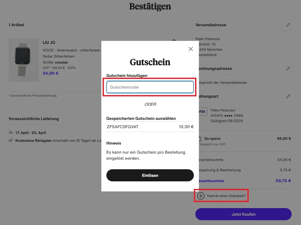 Lounge by Zalando Gutscheincode einlösen