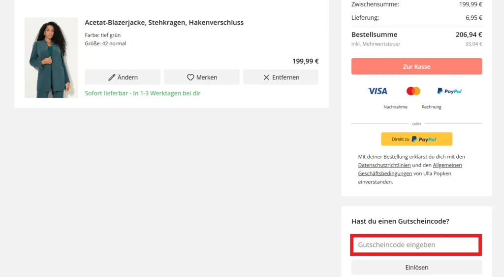 Ulla Popken Gutscheincode eingeben