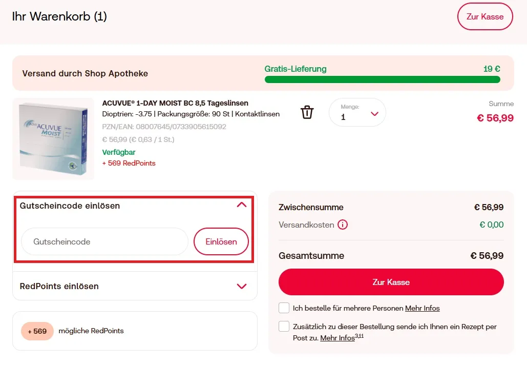 Gutscheincode Shop Apotheke