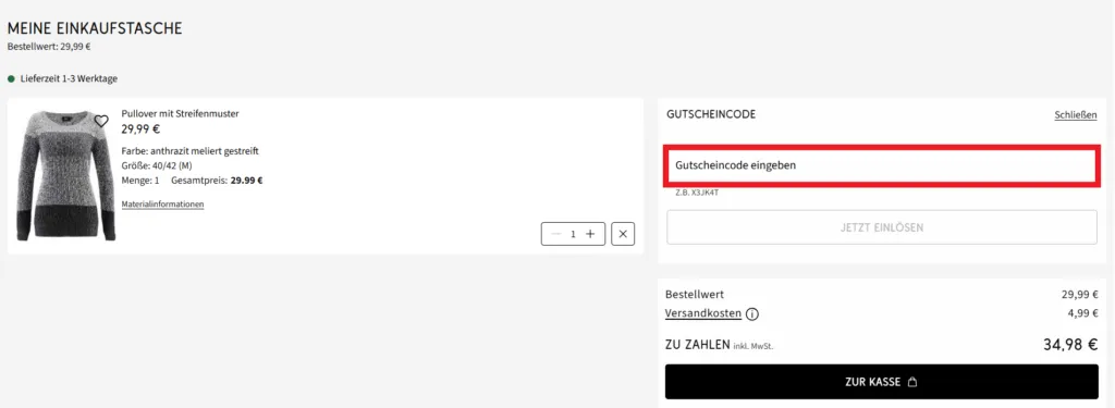 Bonprix Gutscheincode eingeben