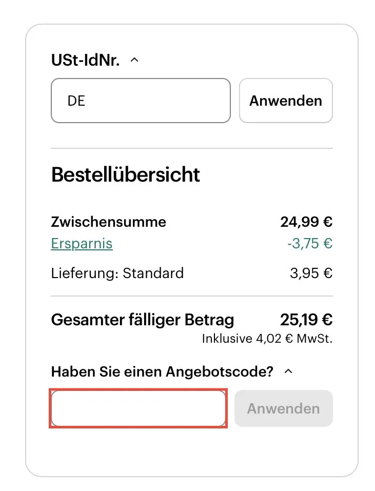 VistaPrint Angebotscode einlösen