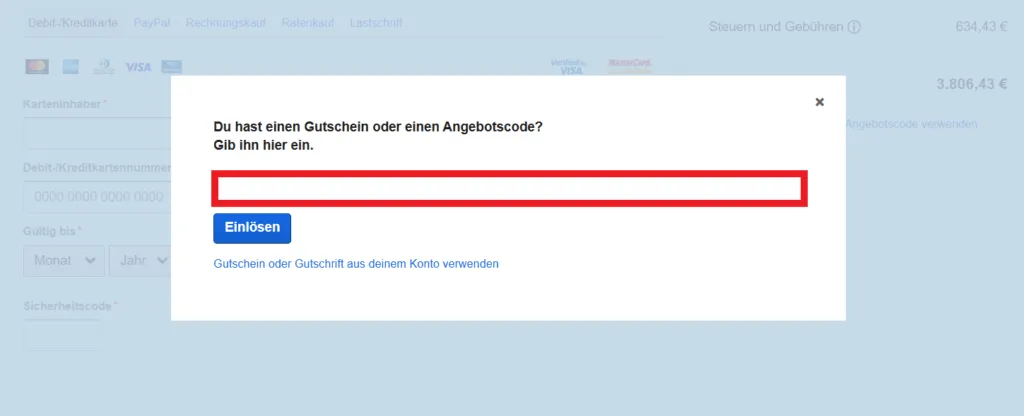 EXPEDIA Angebotsgutschein einlösen