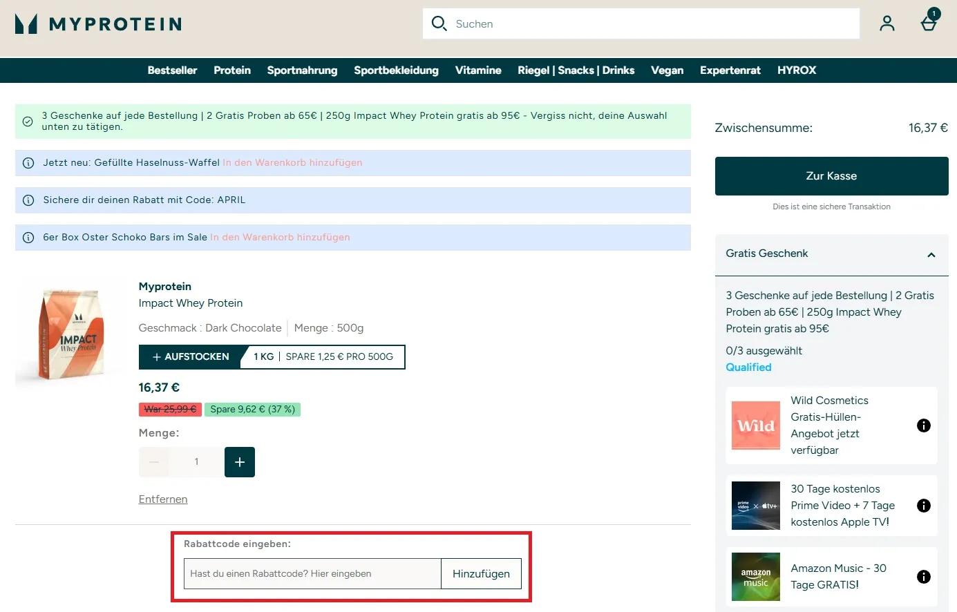 myprotein Rabattcode einlösen