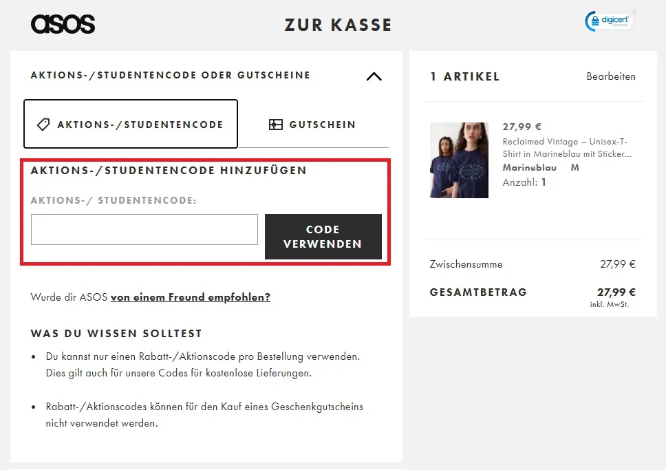 Gutscheincode ASOS