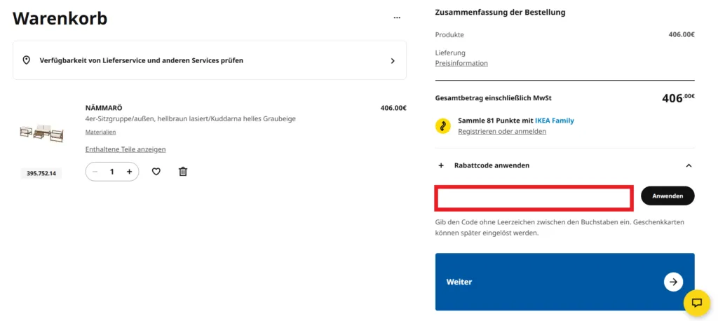 IKEA Rabattcode anwenden