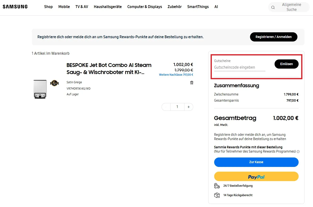 Gutscheincode Samsung