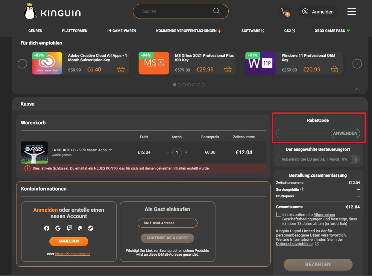 Kinguin Rabattcode einlösen