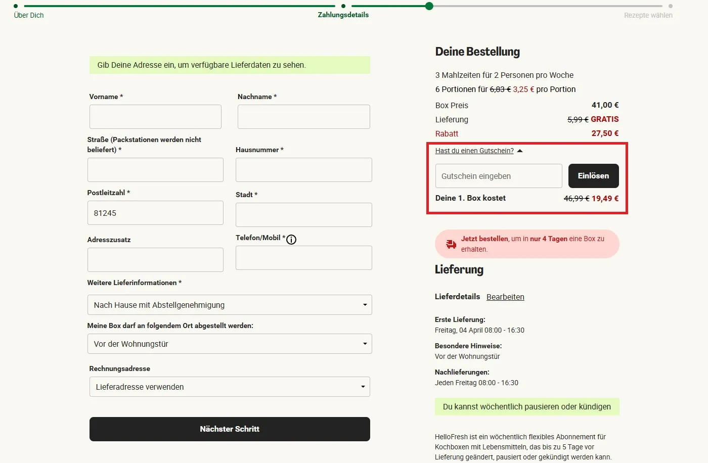Gutscheincode HelloFresh