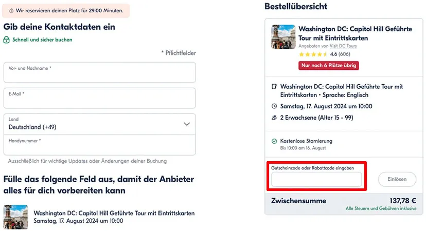 Wo löse ich den GetYourGuide Gutschein ein