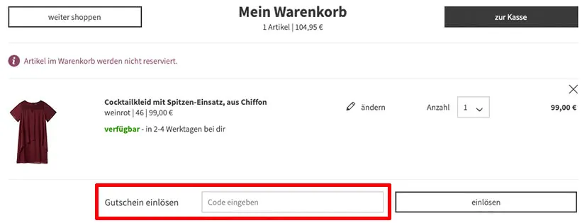 Wo löse ich den Sheego Gutschein ein