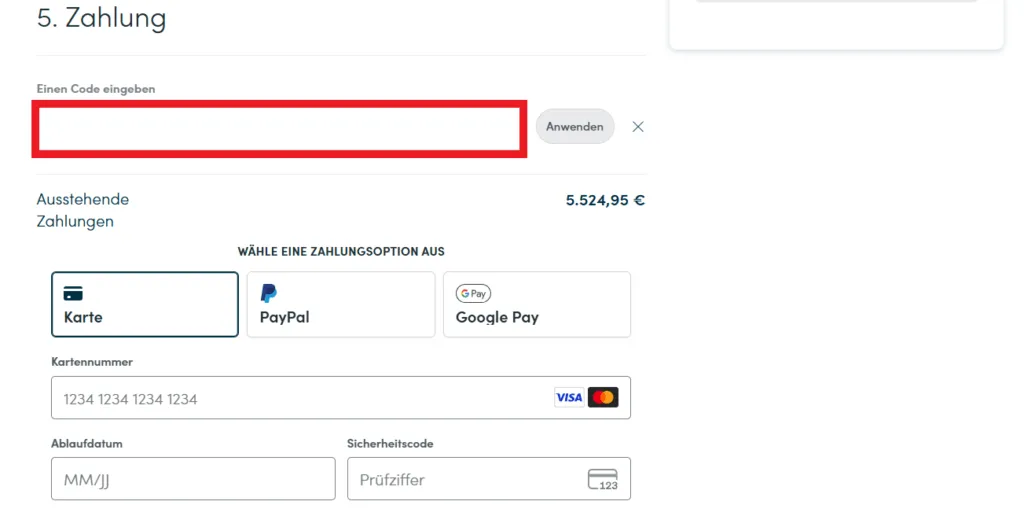 MPB Promo-Code eingeben