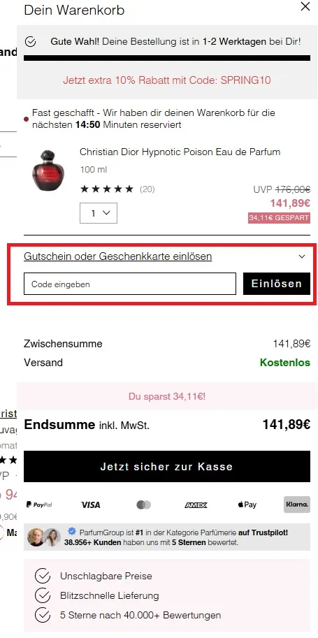 Gutscheincode ParfumGroup