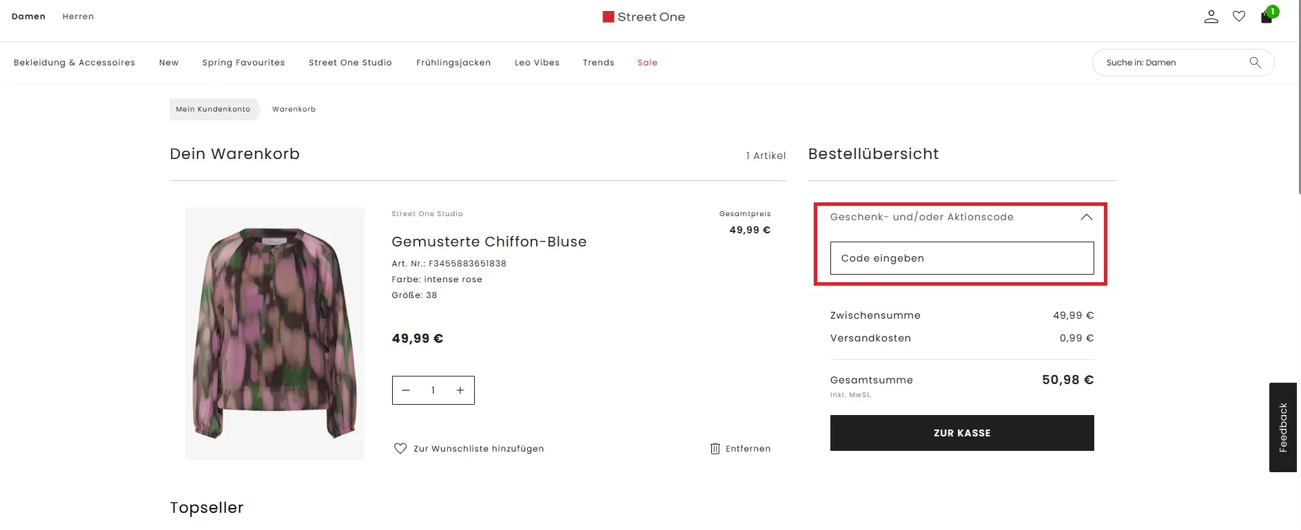 Aktionscode STREET ONE