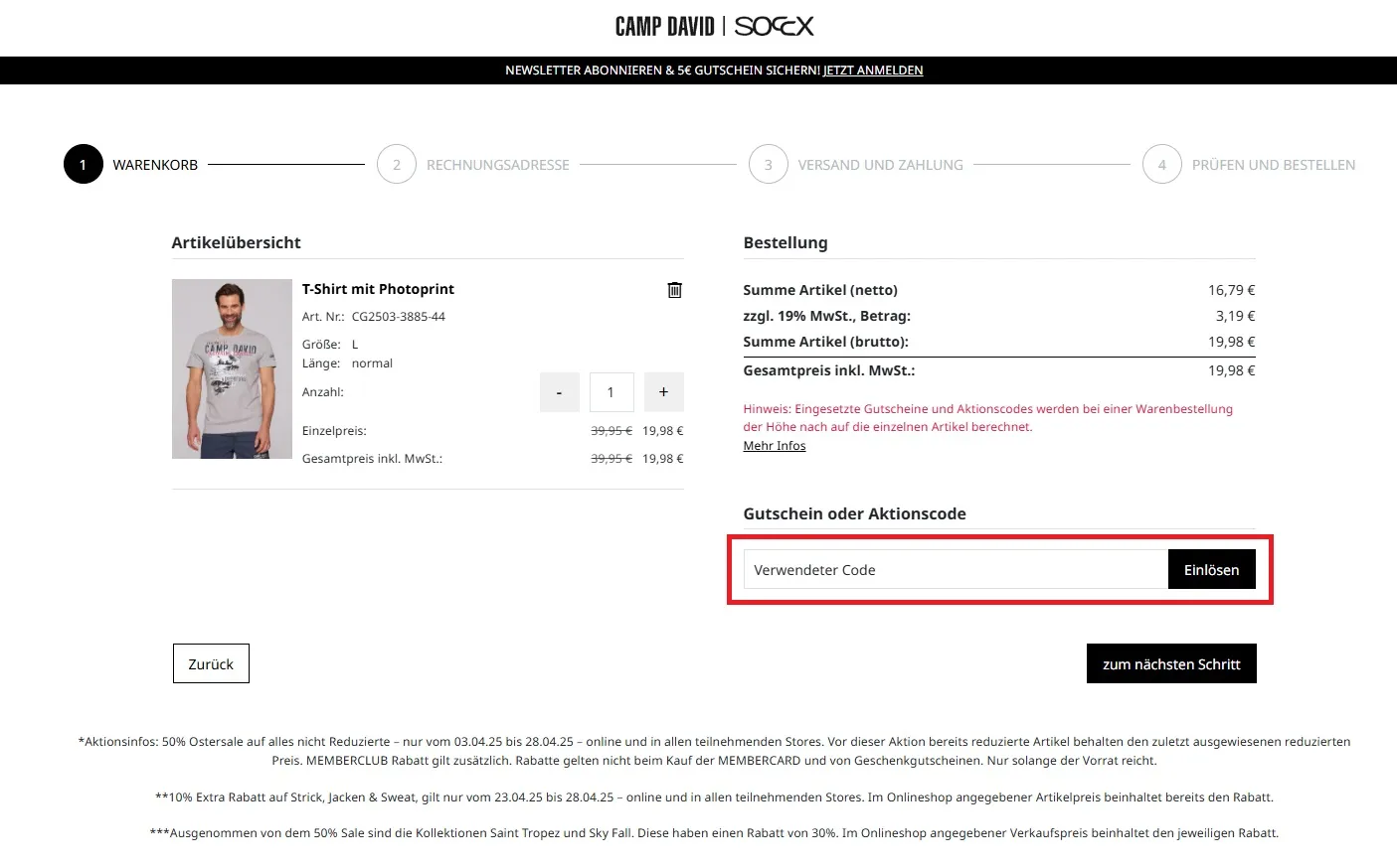Camp David Aktionscode einlösen