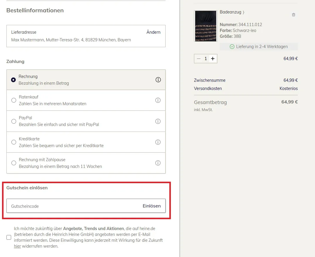 Gutscheincode heine