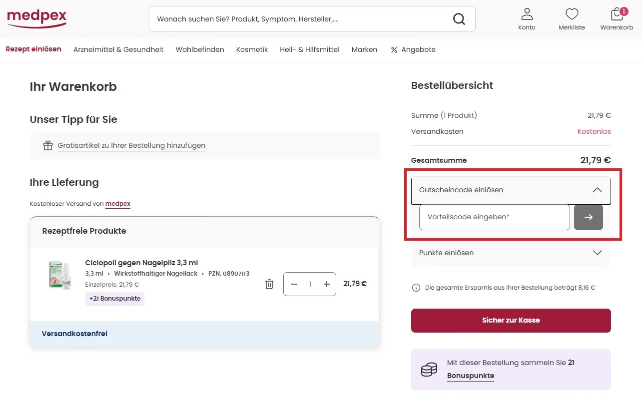 Vorteilscode medpex