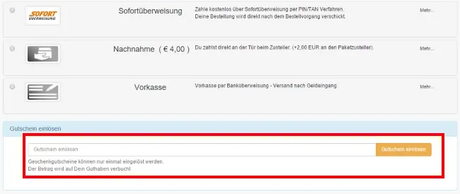 DefShop Gutschein einlösen