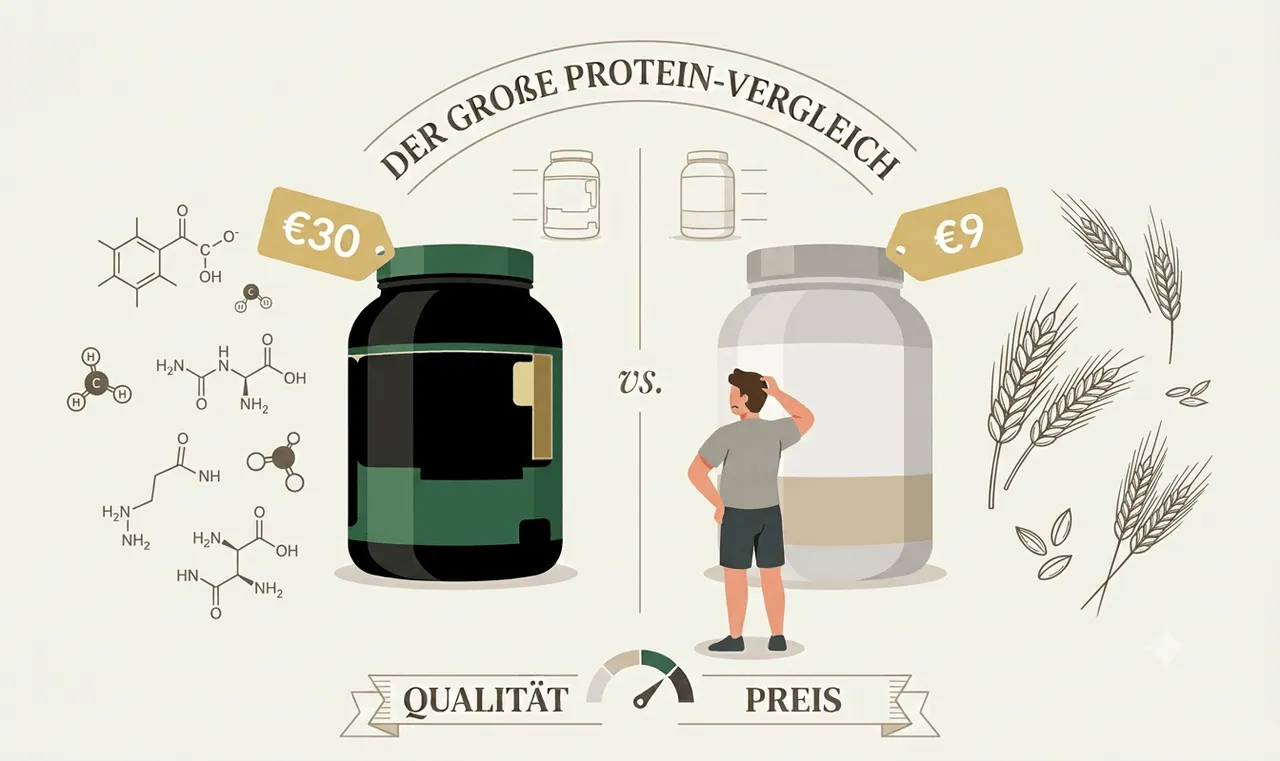 Du stehst nach dem Training im Fitstudio-Shop: 30 € oder 9 € pro Kilo Protein?