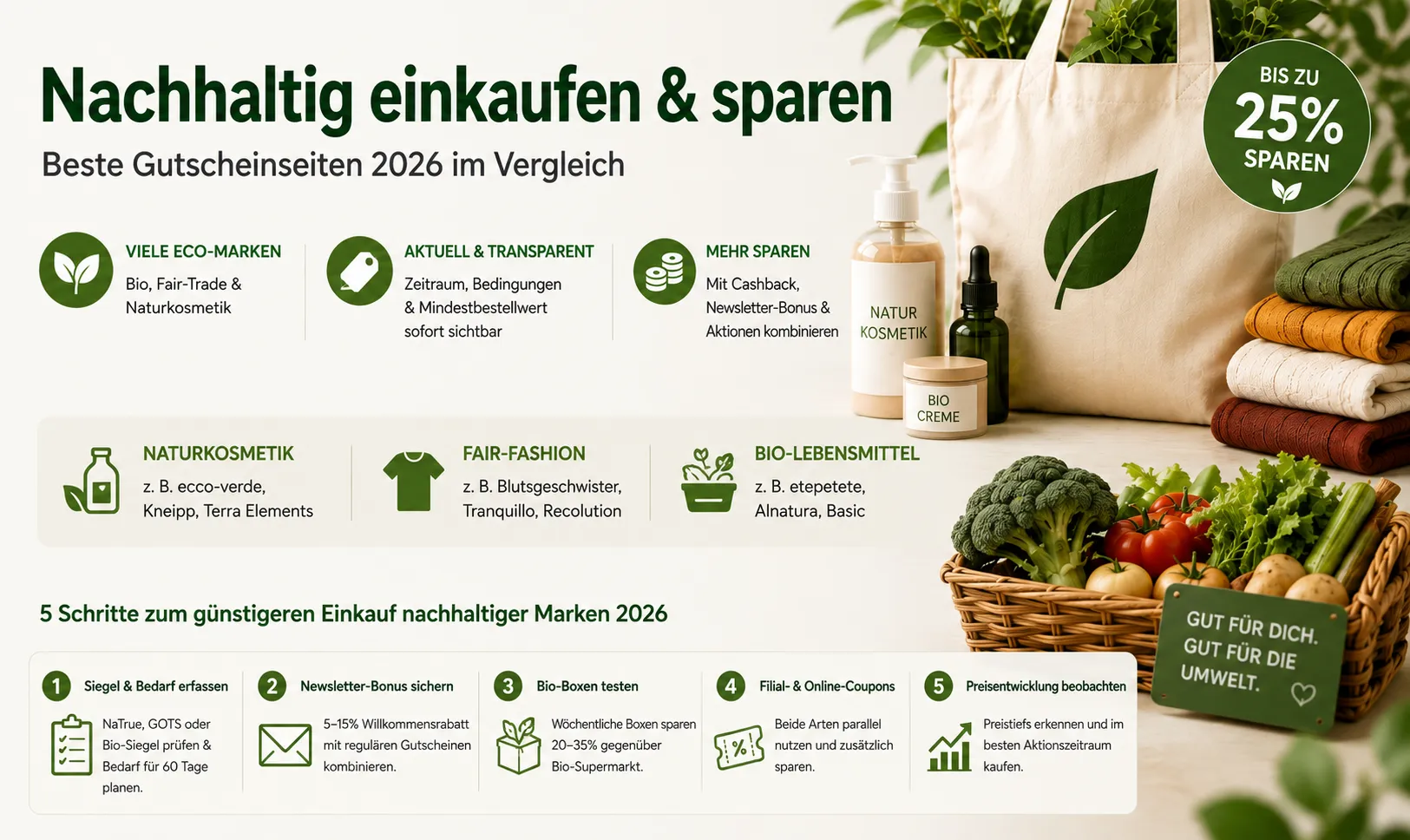 Beste Gutscheinseiten für nachhaltige Marken